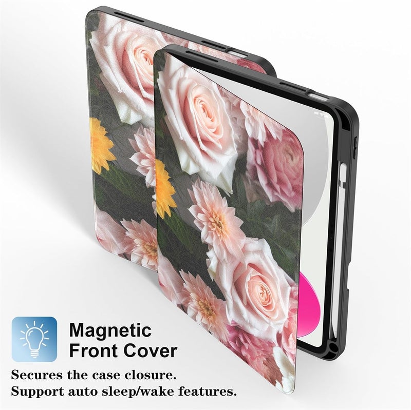 Supveco Case for iPad (A16) 11th Generation 11 inch (2025),iPad 10th Generation 10.9 inch (2022) with Pencil Holder-[Auto Wake/Sleep],Premium Folio Stand Case with Soft TPU Back Cover-Pink Rose - Image 4